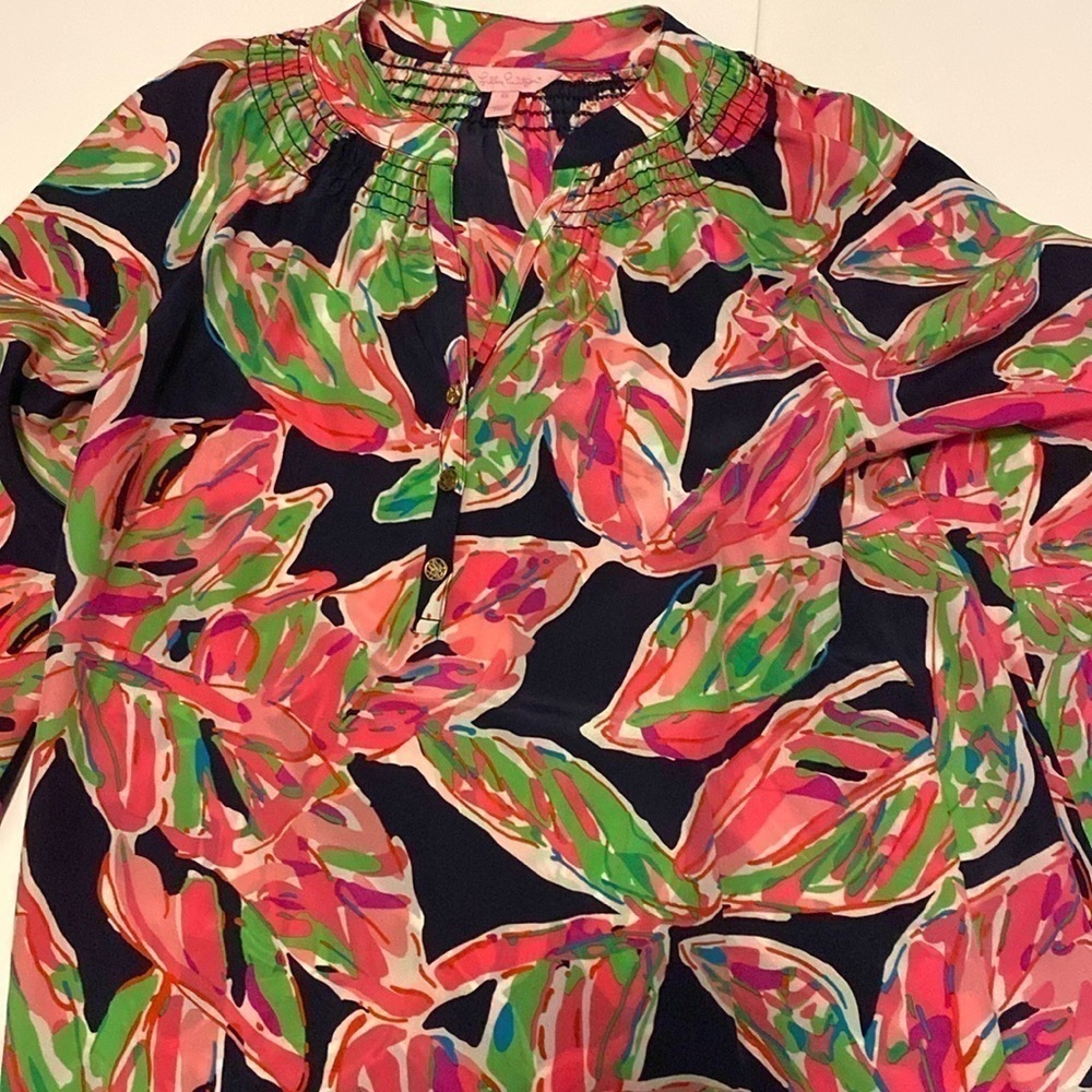 Lilly Pulitzer vias print Elsa blouse size xs